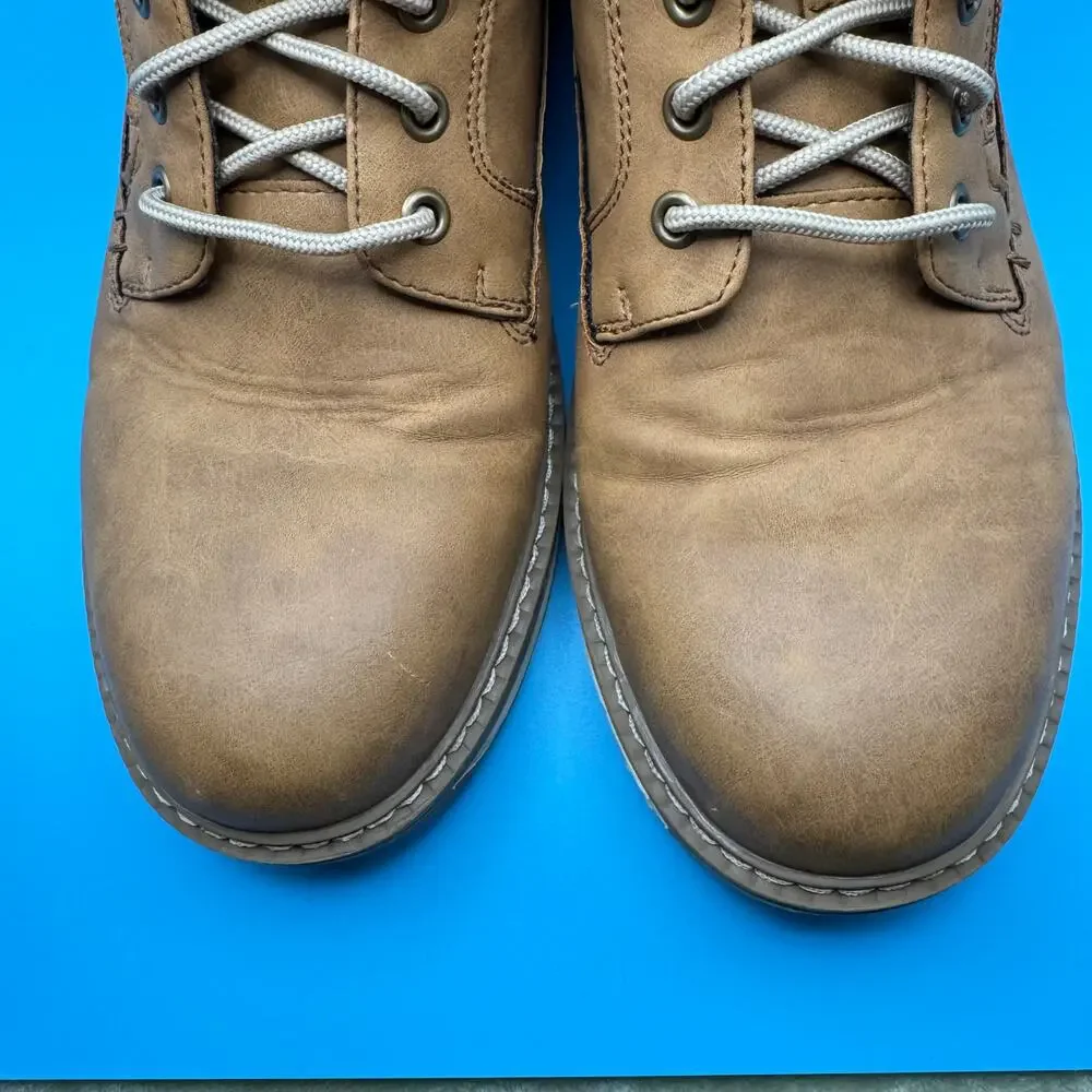 Vostey Mens 8 Brown Lace Up Ankle Boots Side Zip Casual Hiking Comfort EU41